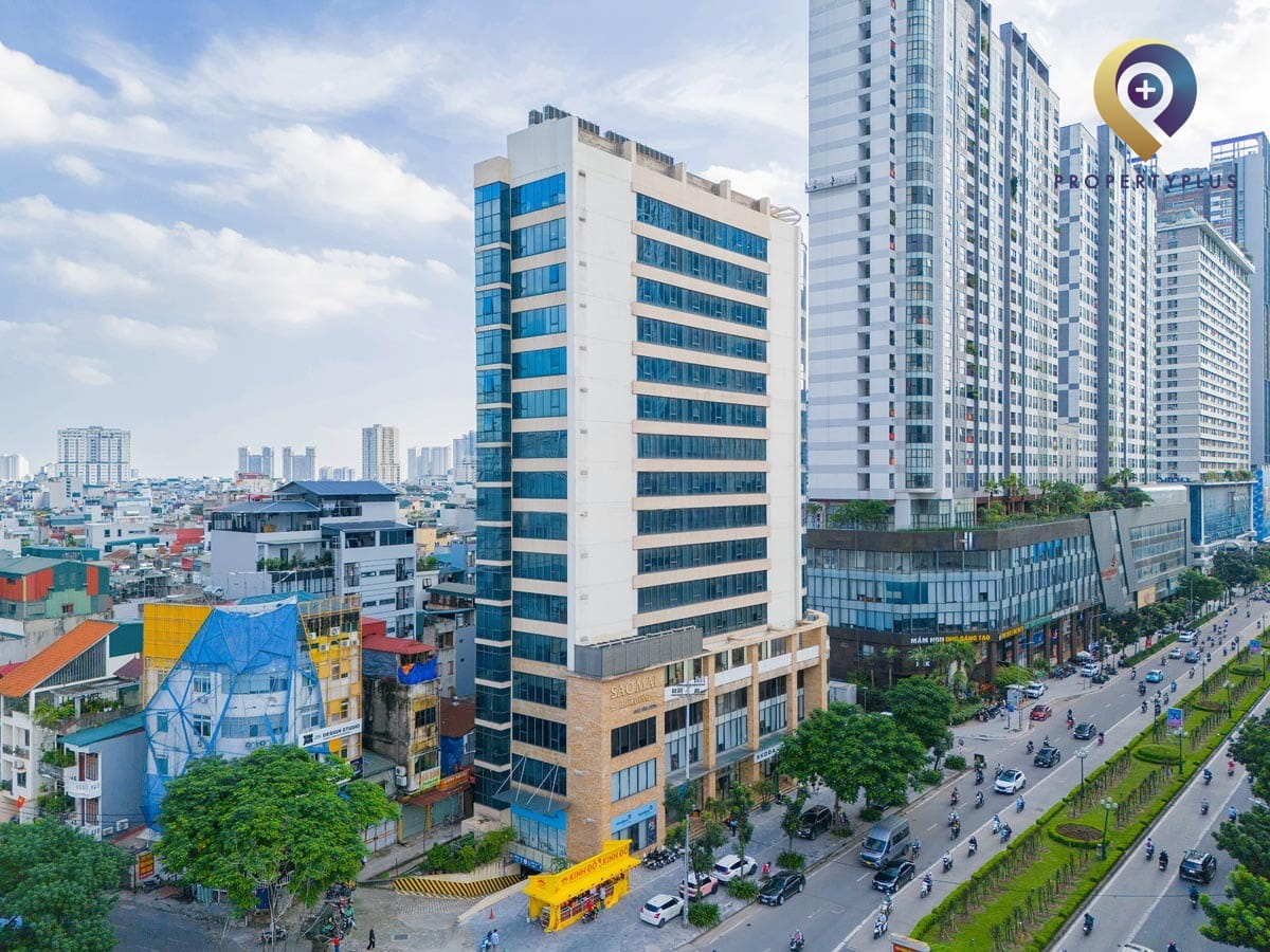 Toàn cảnh tòa nhà văn phòng Sao Mai Building với kiến trúc hiện đại tại quận Thanh Xuân, Hà Nội - hình ảnh từ Property Plus
